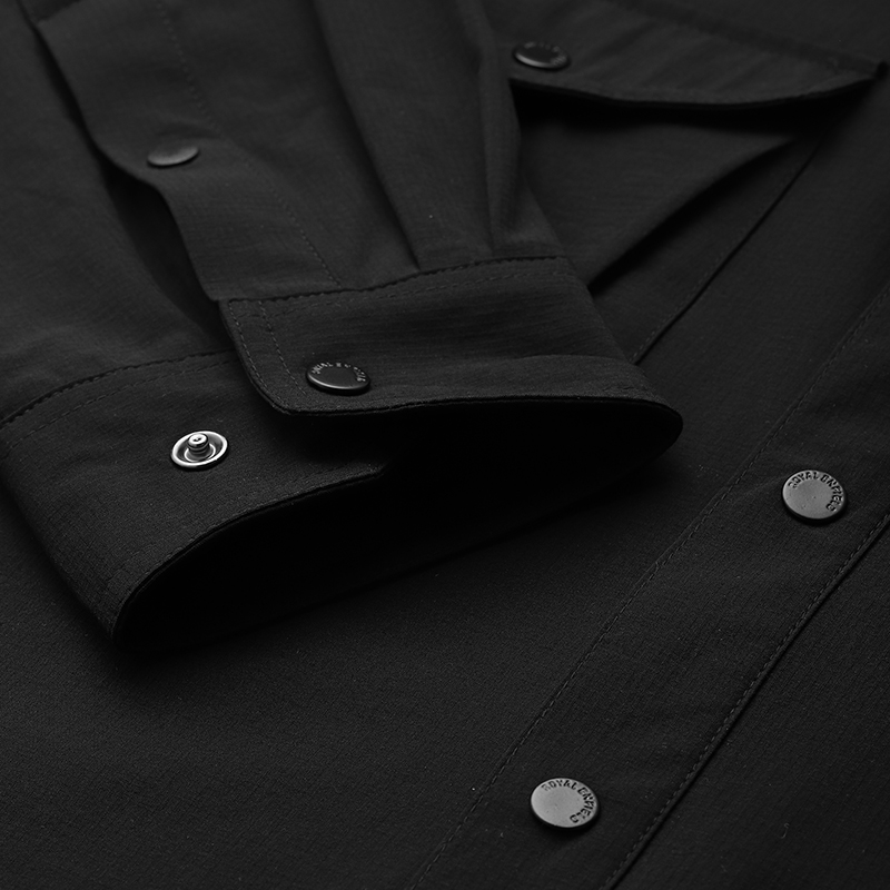 더블 포켓 퍼포먼스 블랙 긴팔 셔츠